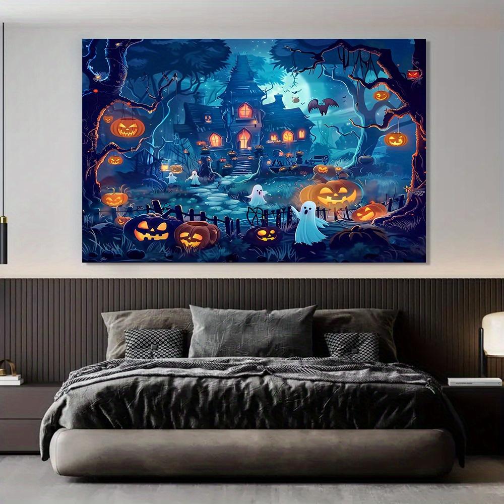 Halloween Haunted House and Pumpkin Bat Background - Multi-functional Polyester Banner Background Cloth Horror Party