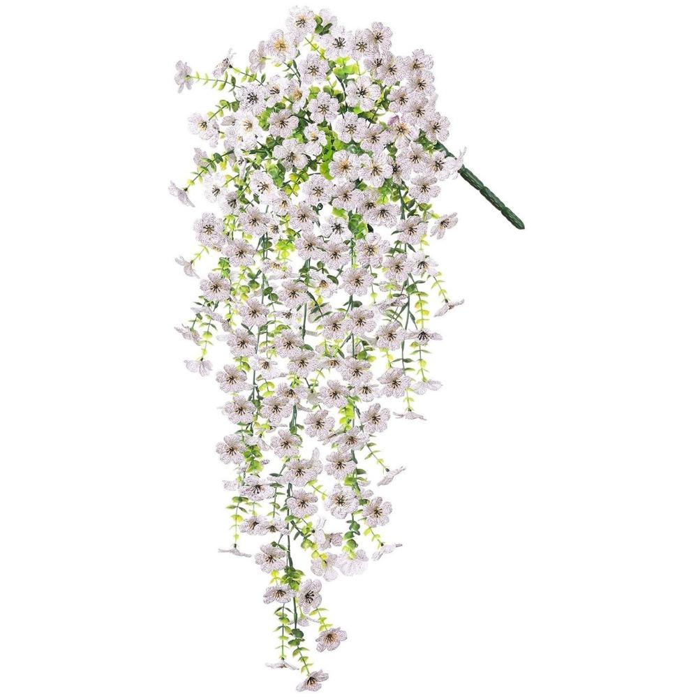 

Eucalyptus Garland Morning Glories Vines Silk Daisy Wedding Wreath Fall Decoration білий