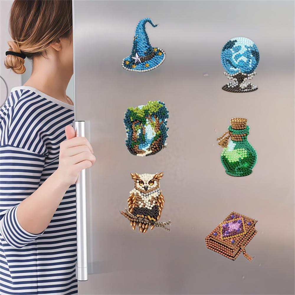 6pcs/Set Owl Series Diamond Painting Magnets for Refrigerator Diamond Art Fridge Magnets for Adults Diamond Art Refrigerator Magnets Kits