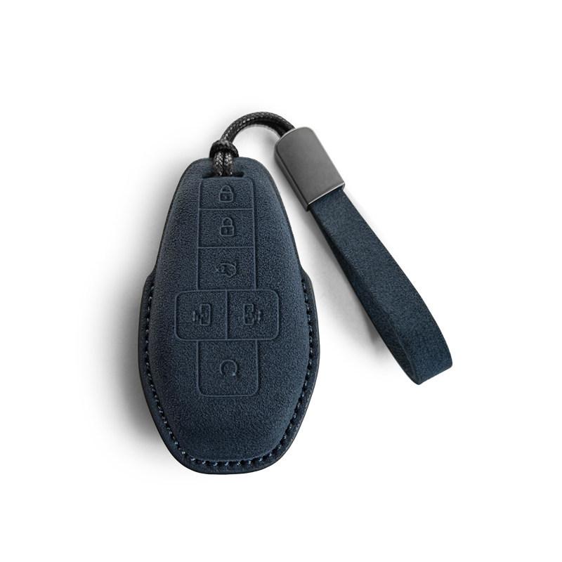 Suede Key Cover for 25 Denza D9: Protective Shell with Buckle, High-End Interior Accessory.
