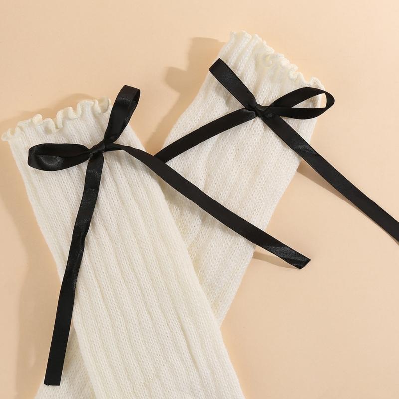 Thermal Ribbed Fingerless Gloves Lovely Ruffle Ribbed Arm Coverage Winter Accessories