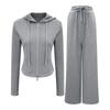 Women's Warm Hooded Yoga Jacket & Wide Leg Pants Set