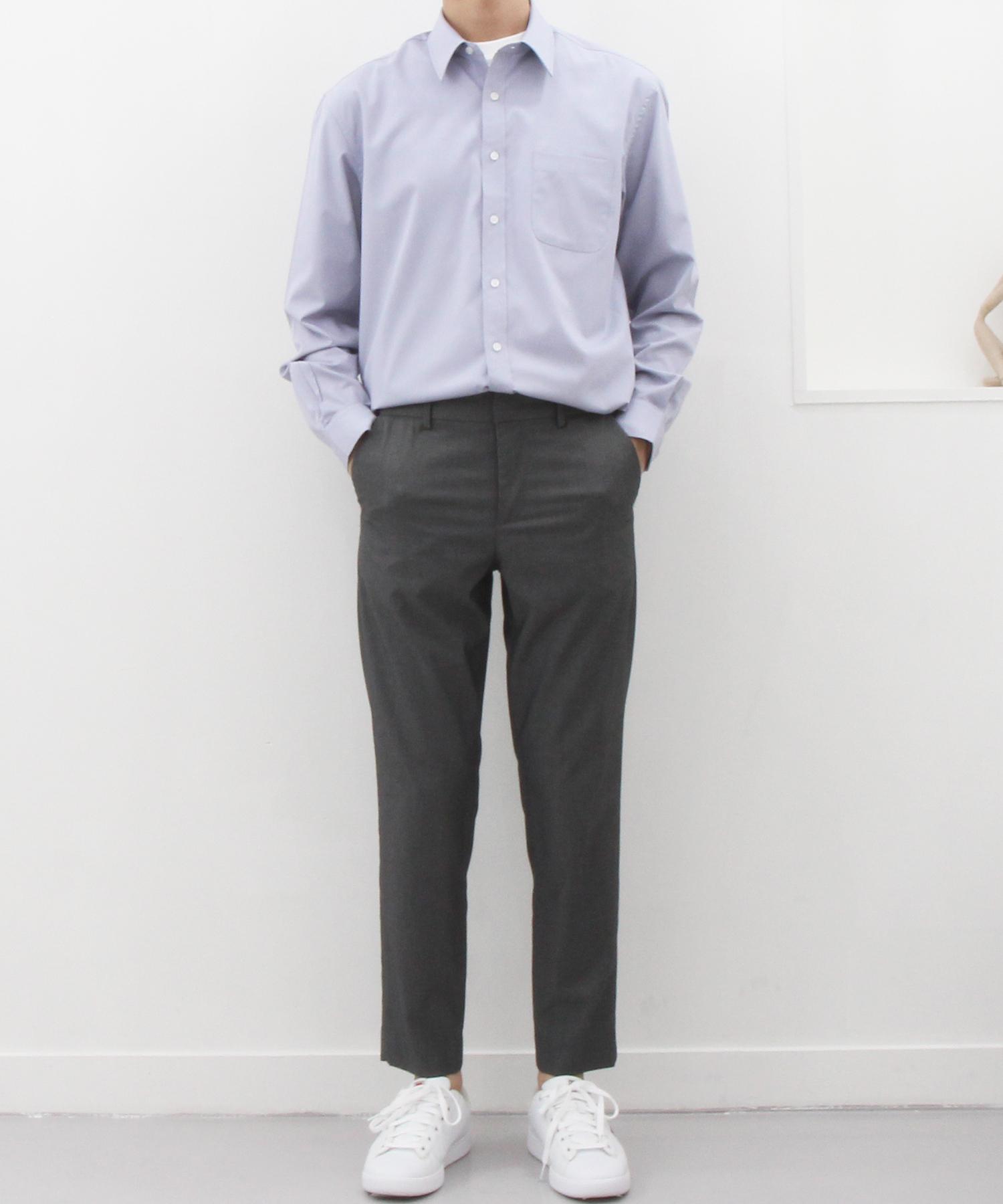 The Shirt Studio Gray Semi-Oversized Spandex Solid Shirt 105