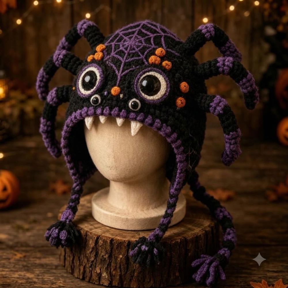 Warm Halloween Crochet Hood Kit for Adults Handmade Halloween Animal Hat Halloween Party