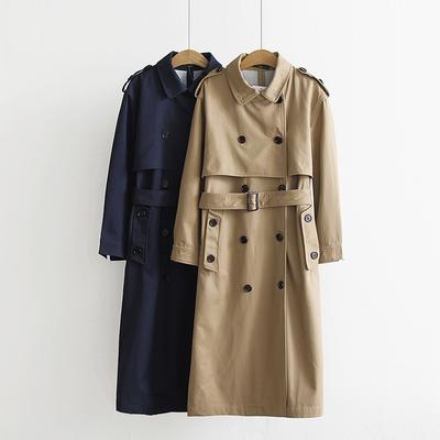 Mulheres Casual Cor Sólida Trespassado Duplo Outwear Moda Faixas Escritório Casaco Chic Epaulet Design Longo Trench