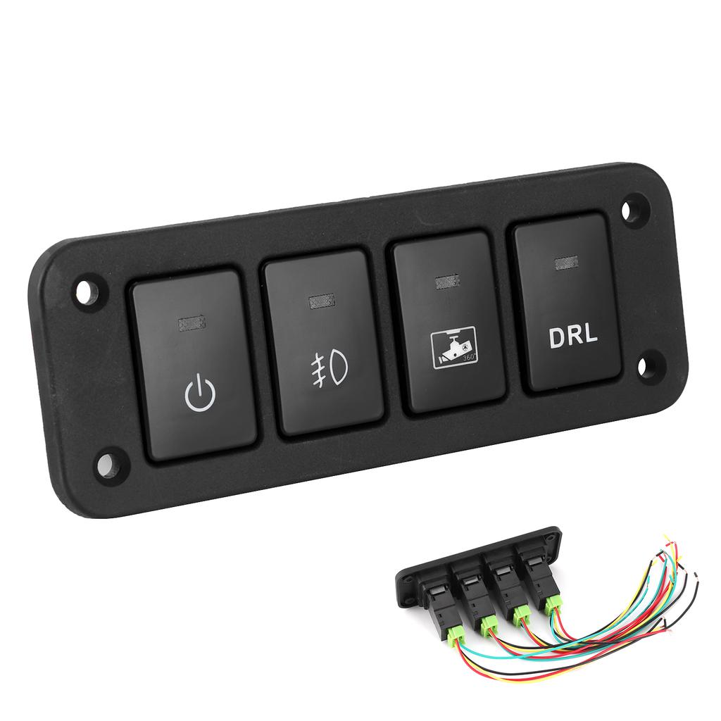 4 Gang Switch Panel Push Button for DRL LED Driving Recorder Fog Lamp 12‑24V Fit for Camry Yaris Highlander