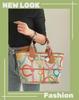 2025 Handmade Genuine Leather & Canvas Tote - Colorful Women's Garden Shopping Bag
