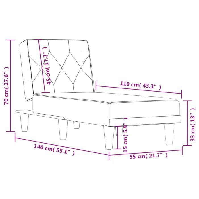 VidaXL Chaise Longue Black Fabric 352858
