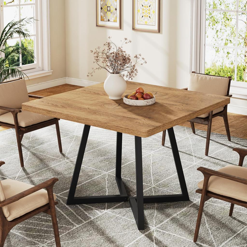 Tribesigns Square Dining Table for 2, 31.5 Inch Modern Dining Table with Metal Base, Kitchen Table for Dining Room