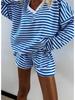 Summer Women's Striped V-Neck Top & Shorts 2-Piece Set