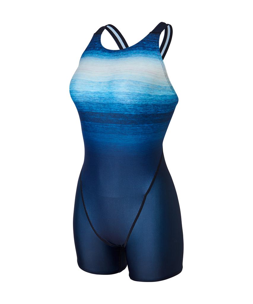 Laelliseupocheu [Rslh406 Nvy] Odd 3-Part Half-Body X-Back Swimsuit Navy