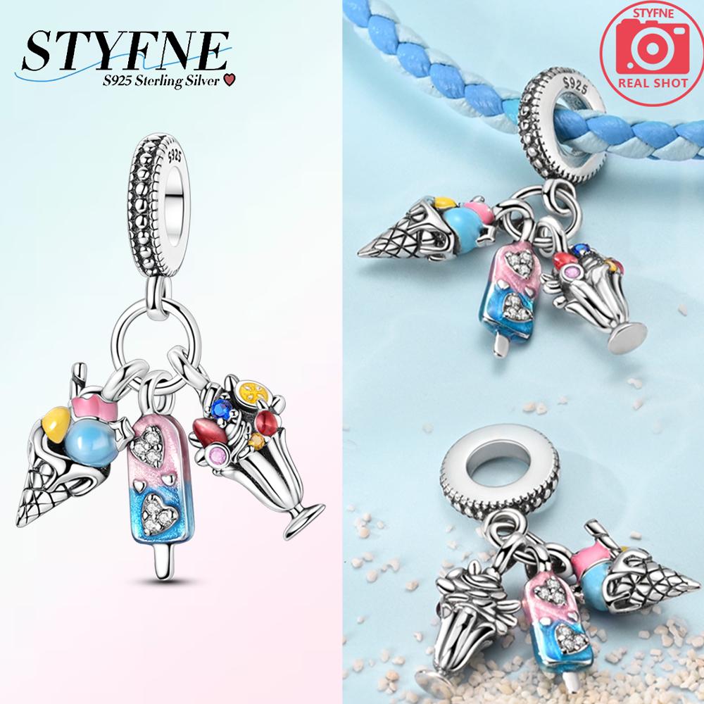 

Charms Plata Summer Colorful Ice Cream Dessert Pendants Fit Original Bracelets Charms For Women Jewelry Diy Making Gifts