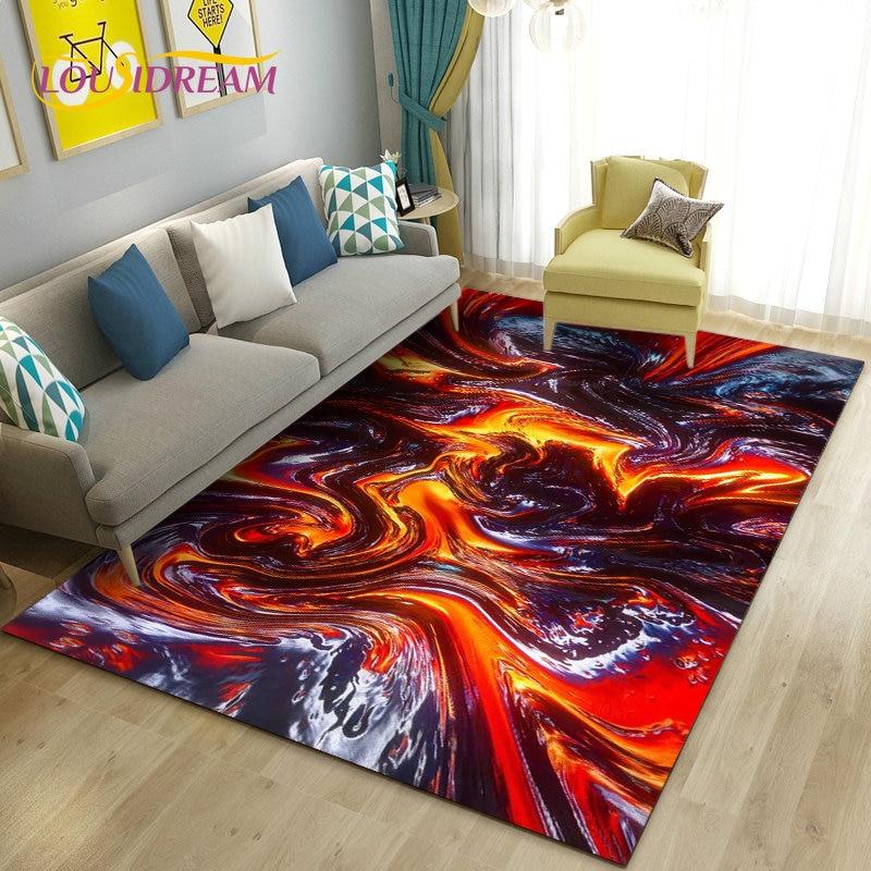 3D Volcano Lava Magma Area Rug Large,Carpet Rug for Living Room Bedroom Sofa Doormat Decoration,Kid Game Play Non-slip Floor Mat