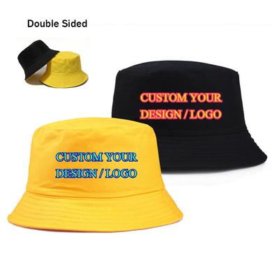 Custom Logo Printed Double-sided Bucket Hat for Men Women Cotton Casual Fisherman Hat Bob Gorras Designer Sun Hats Wholesale