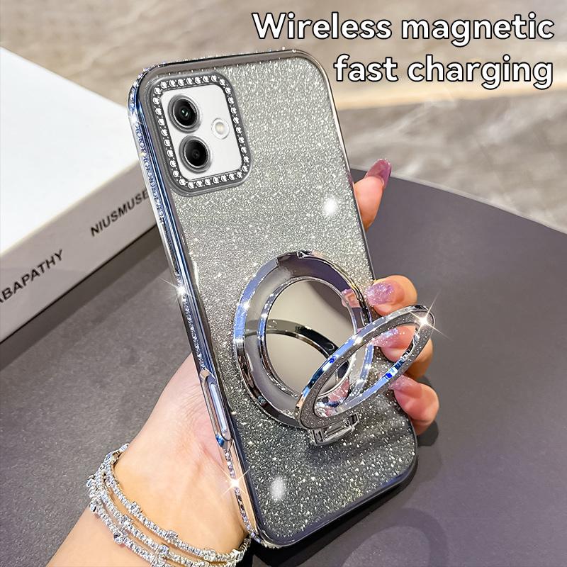 For Samsung A03 A04 A05 A05S Luxury Magnetic Plating Stand Shockproof Glitter Phone Case For Samsung Galaxy A04 A05 Bling Cover