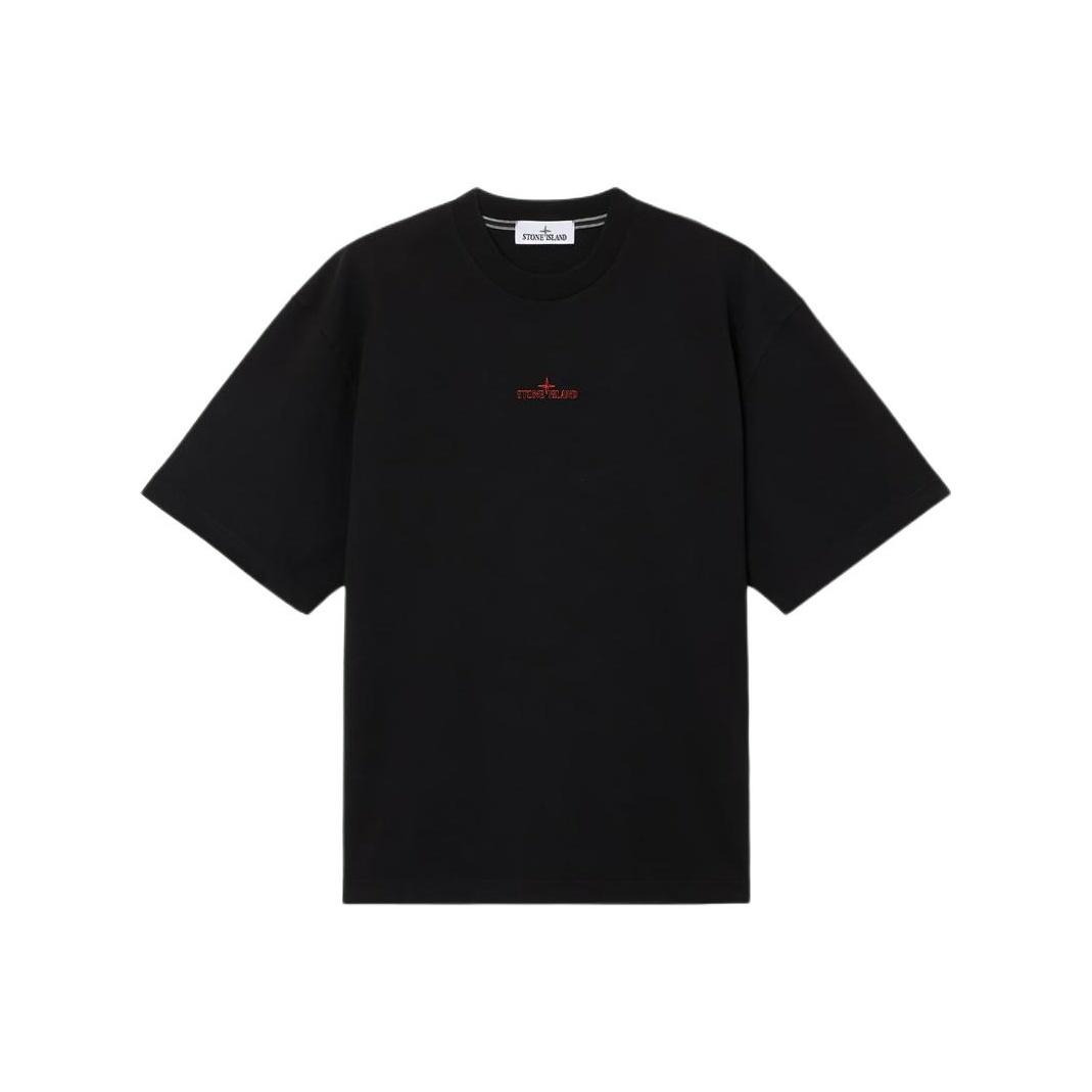 Stone Island T-shirt met geborduurd logo, ronde hals en korte mouwen, heren tops K2S152100021S0233V0029 L