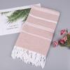 Customized 100% Cotton Turkish Beach Towel Soft Yarn-Dyed Jacquard Fringed Striped Pattern All-Season Ventilated for Bath Use