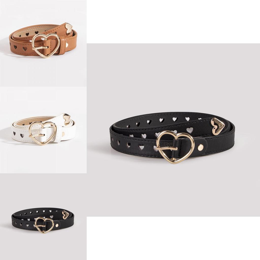 Love Heart Shape Hollow Belt With Metal Pin For Trendy Office Style