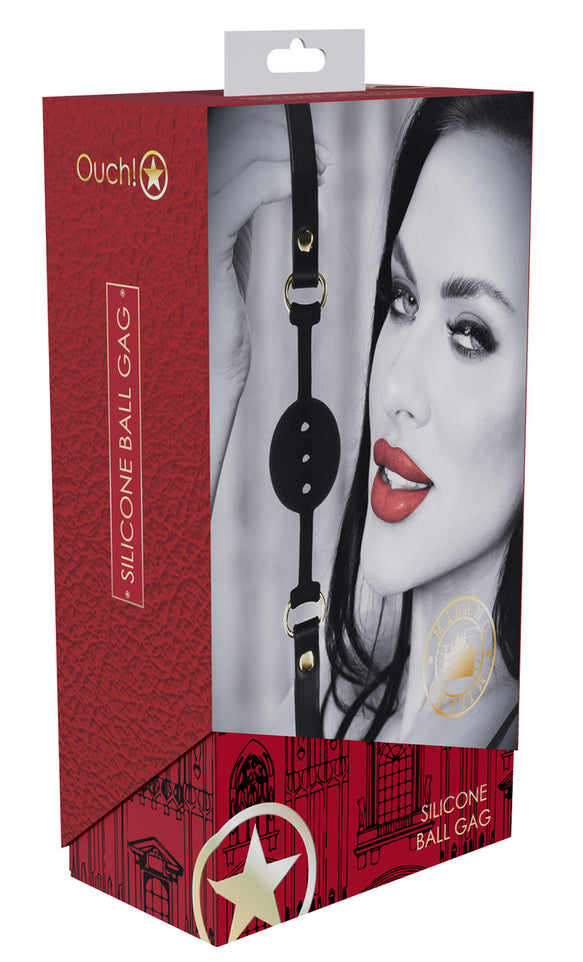 Bâillon-Boule Milan 41mm Noir et Rouge - Ouch! International - Baillons BDSM