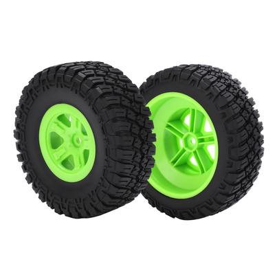 2 Pcs RC Car Tire 1 10 Anti Wear Non Slippery B Type Model Vehicle Off Road Tyre with Fluorescent Green Hub