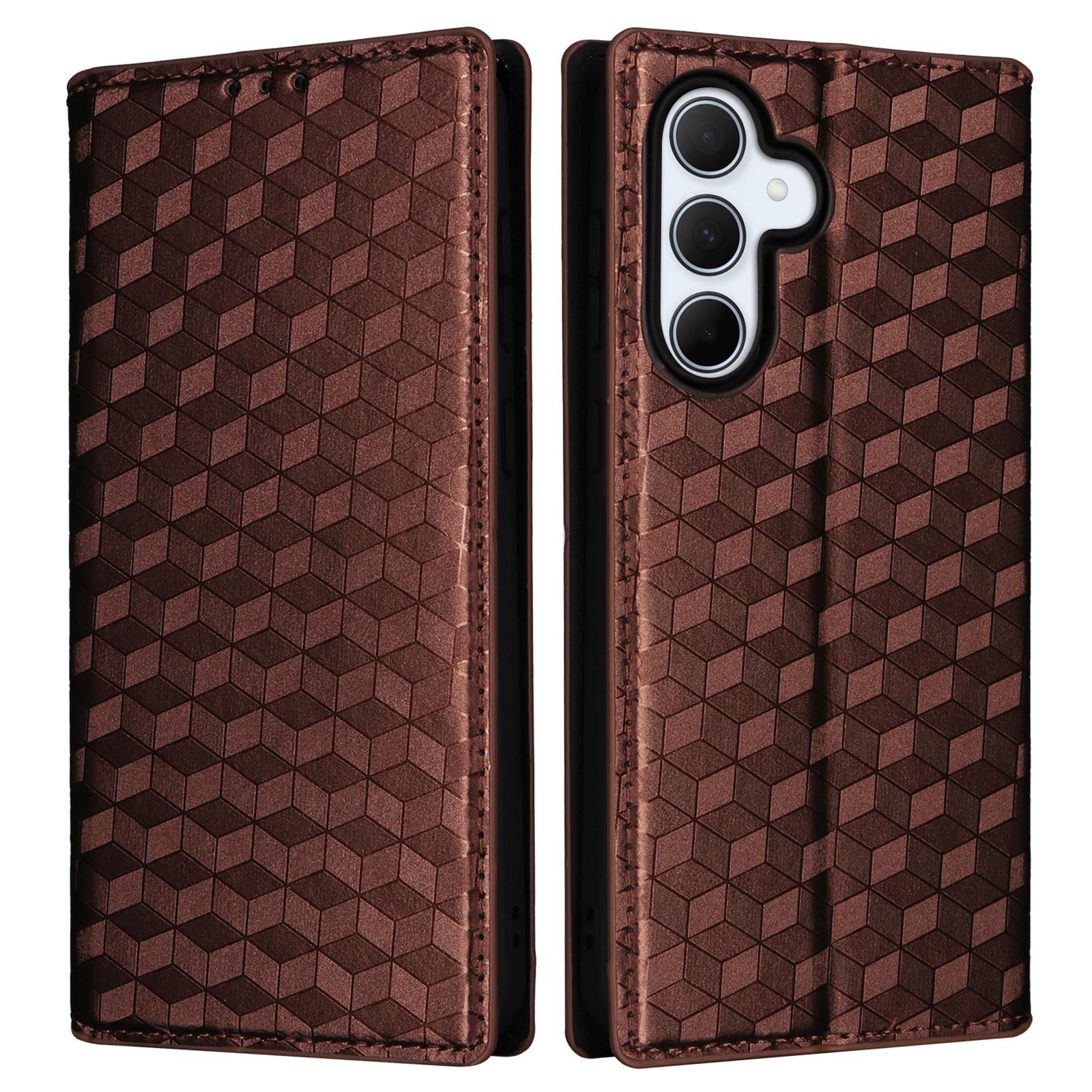 

For Samsung Galaxy A56 5G Wallet Case Rhombus Imprinted Leather Phone Cover F