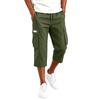 Men’s Drawstring Waist Multi Pocket Cargo Capri Pants Relaxed Fit Seven Quarter Length Casual Trousers for Everyday Wear