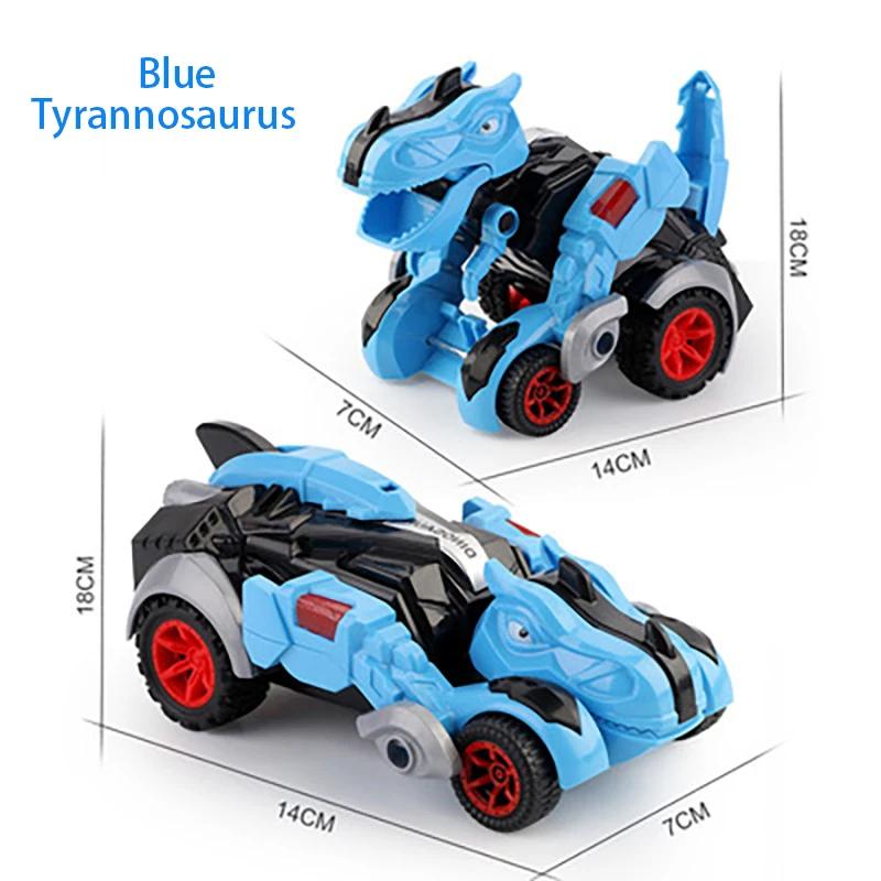2 In 1 Dinosaur Collision Deformation Inertia Car Racing Boy Tyrannosaurus Rex Toy Car Deformation Engineering Car Birthday Gift