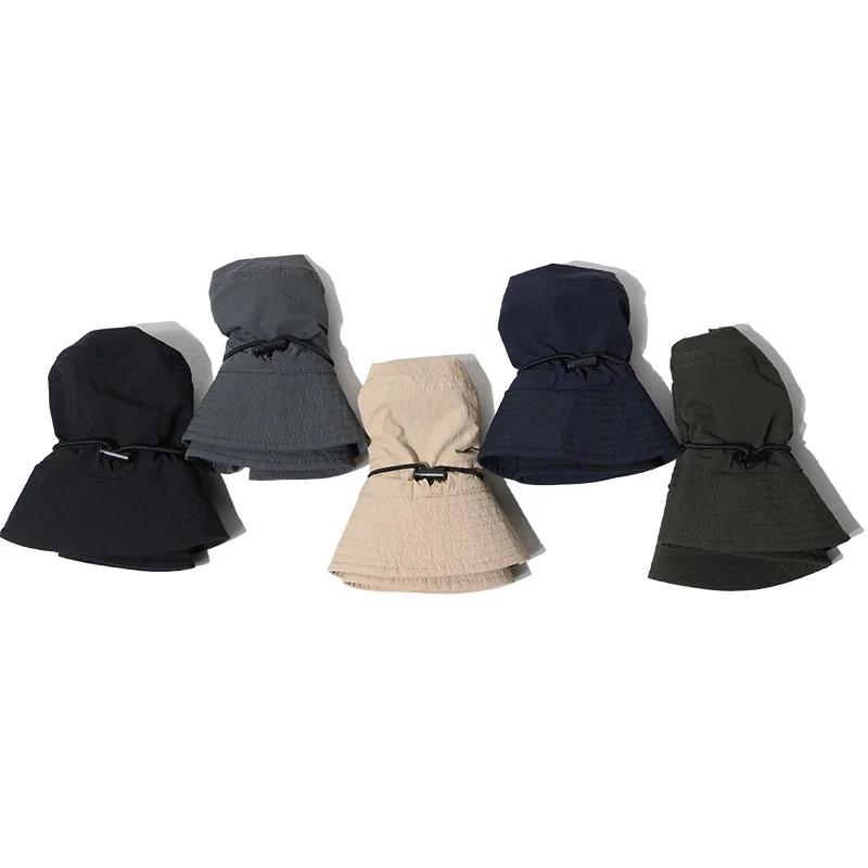 Unisex Bucket Hat Fisherman Cap, Summer Anti Uv Sunscreen Quick Dry Breathable Drawstring Rope For Outdoor Bonnet Sun Visors