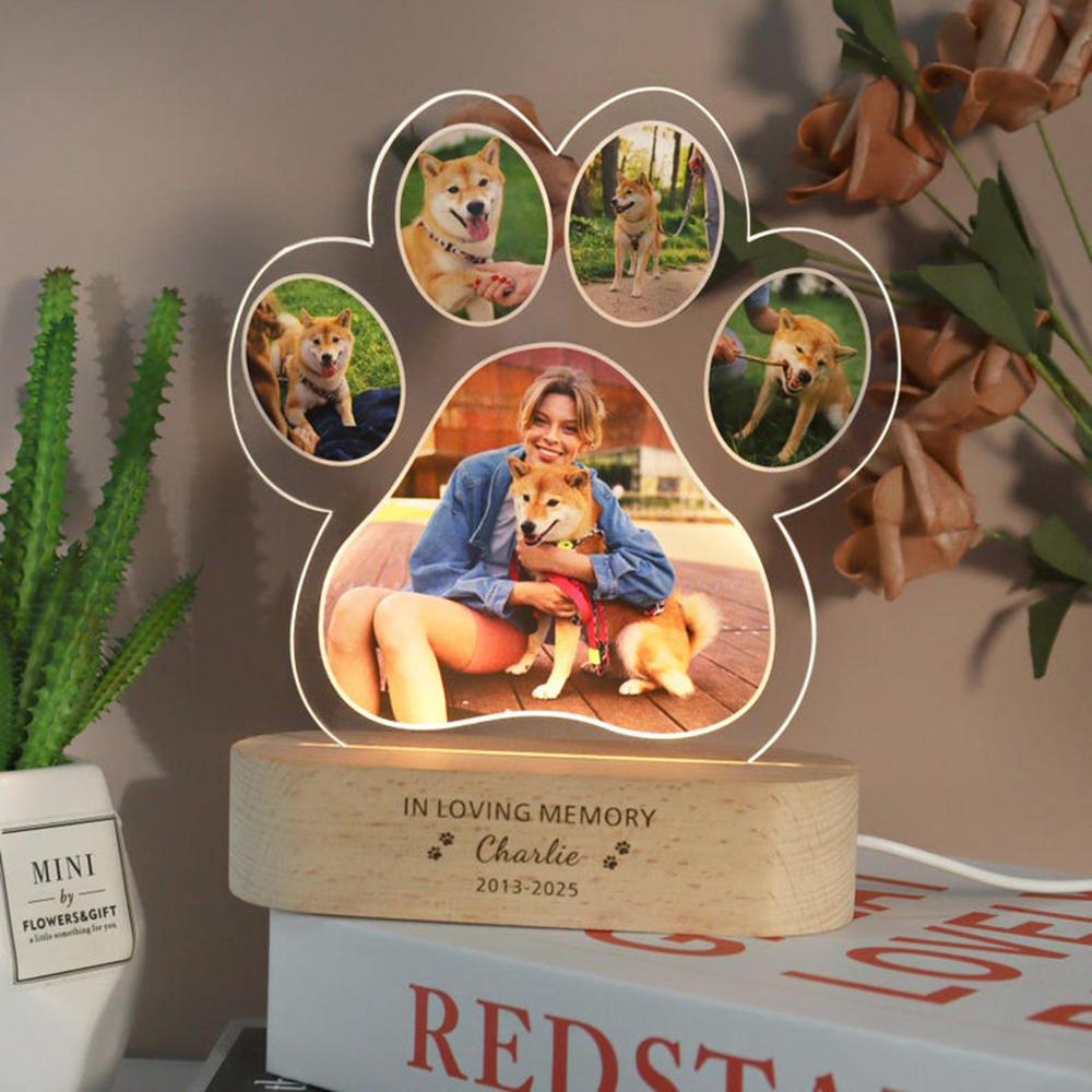 Personalized Pet Photo Memorial Night Light Light Up Dog Cat Memorial Plaque Pet Loss Keepsake Gift Sympathy Remembrance Gift
