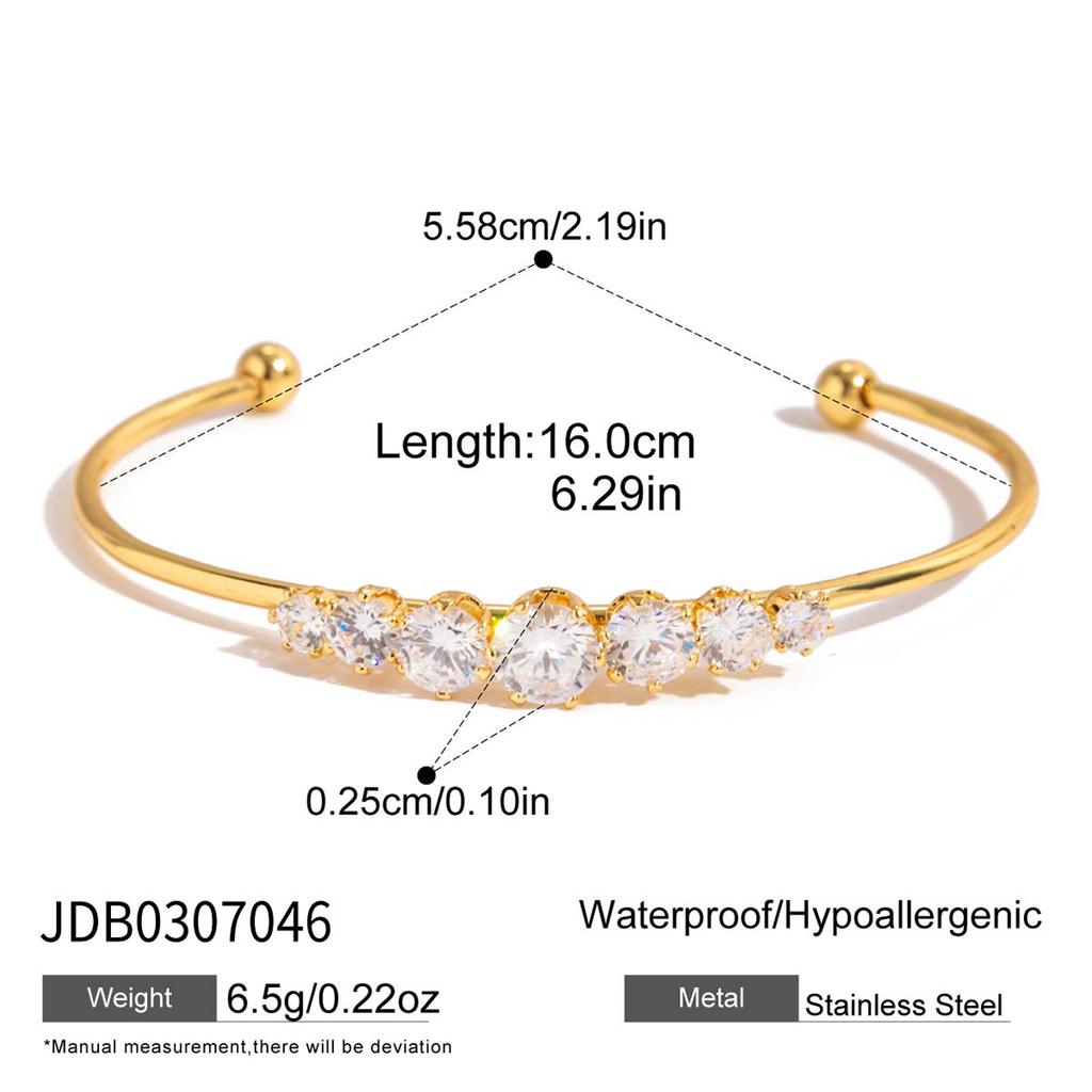 European and American jewelry titanium steel zircon bracelet opening does not fade jewelry stainless steel 18k gold