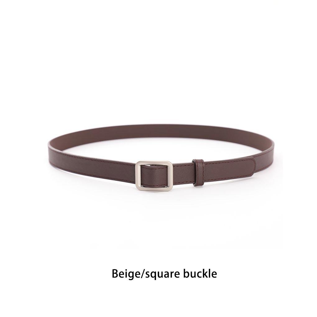 Women Round No-hole Buckle Leather Jeans Belt Fashion PU Dress Decorative Girls Vintage Metal Pin Ple Adjustable Accessory