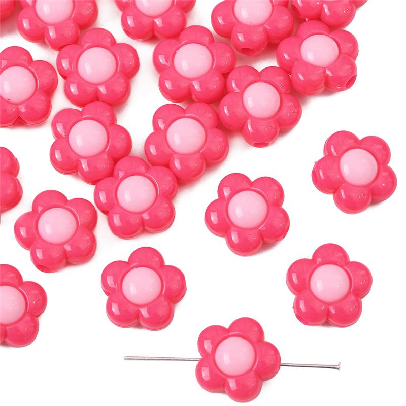 

Акриловые бусины, соответствующие цвету, бусины с солнечными цветами для DIY ожерелья, браслета, серьг, изготовления ювелирных изделий 16mm 20pcs фуксия