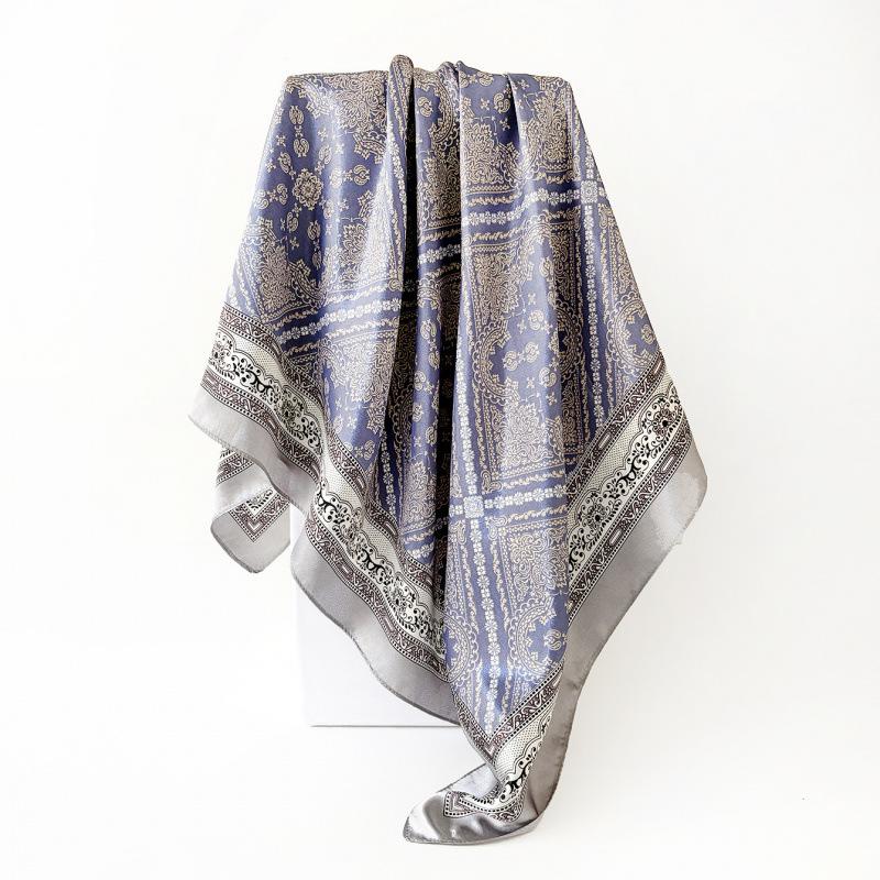 New arrival headscarf 90cm silk scarf elegant printing silk scarf women s satin square scarf 90x90cm