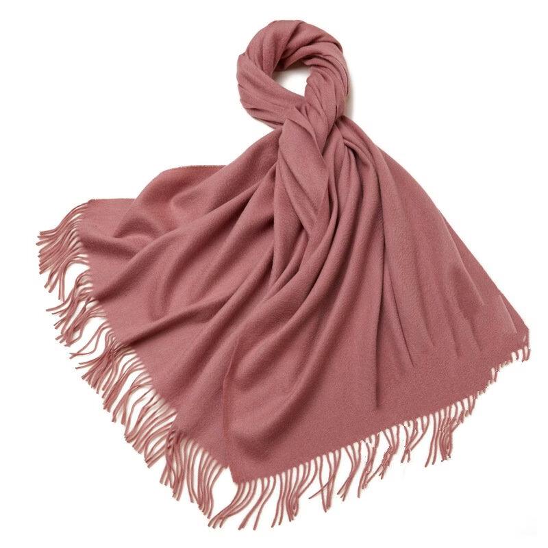 Женский кашемировый шарф-палантин с узором «рябь» и бахромой