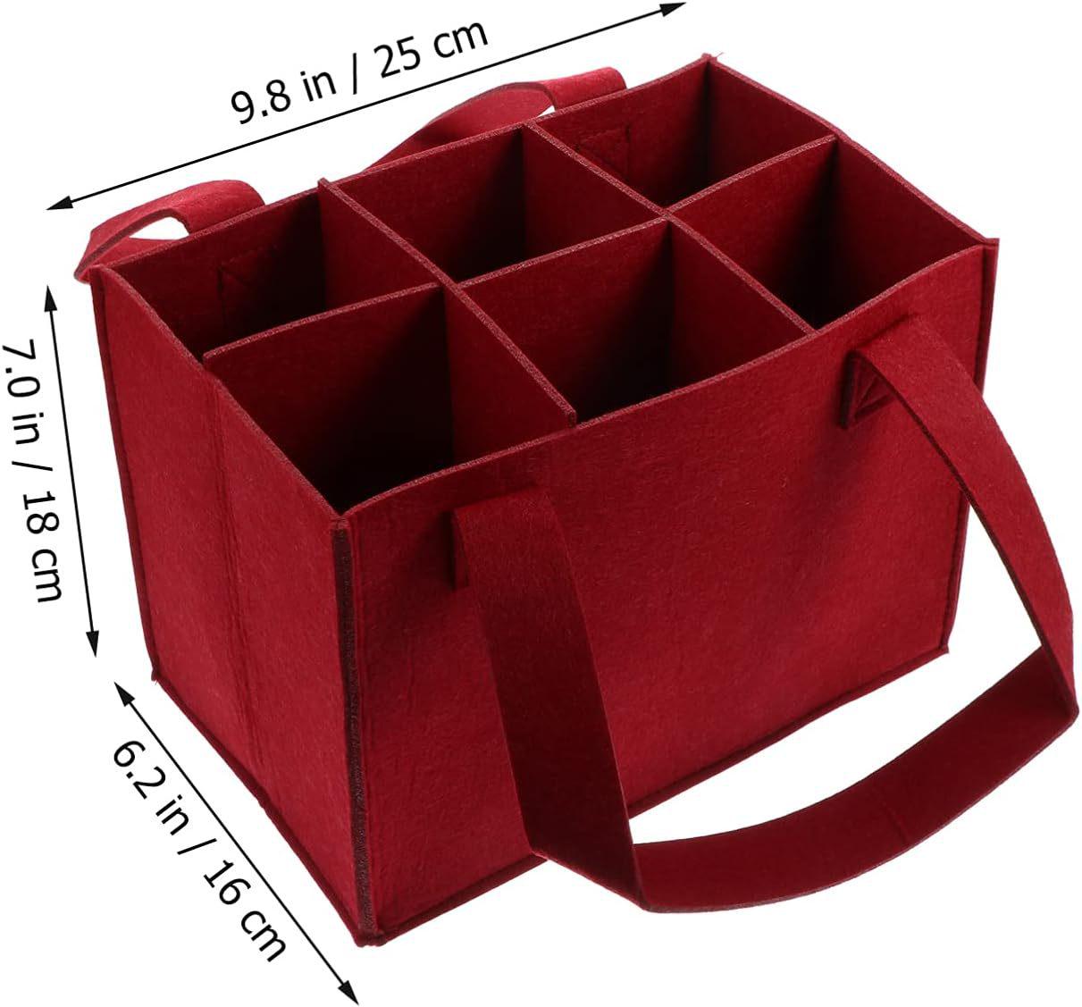 

Red Wine Tote Bag with Six Compartments - Non-woven Felt Fabric 25x18x16 cm