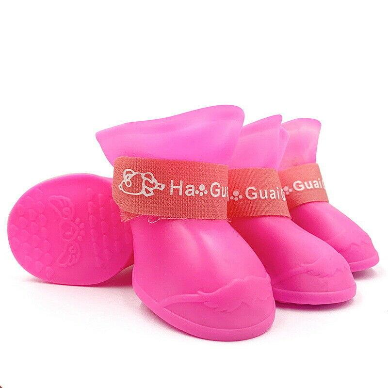 4Pcs Anti-Slip Pet Boots Dog Waterproof Shoes Protective Rain Booties Sock