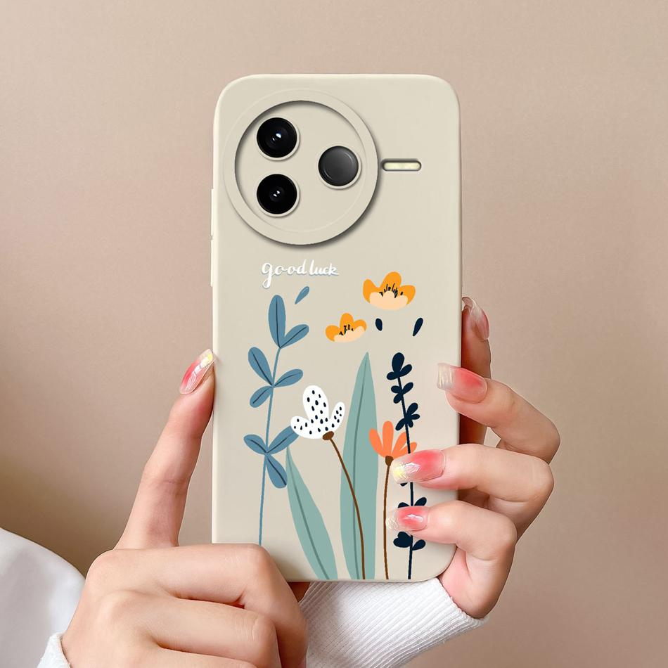 Case For POCO F7 Pro Ultra Pretty Flowers Soft Smooth Liquid Silicone Upgrade Lens Protection Shockproof Back Cover For Girls