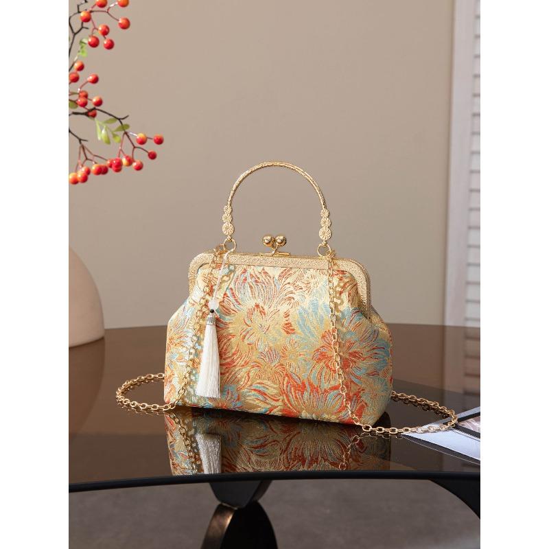 Handbag New Song Jinbao Retro Flower Cheongsam Dinner Bag Ladies Crossbody Bag Chain Party Bag