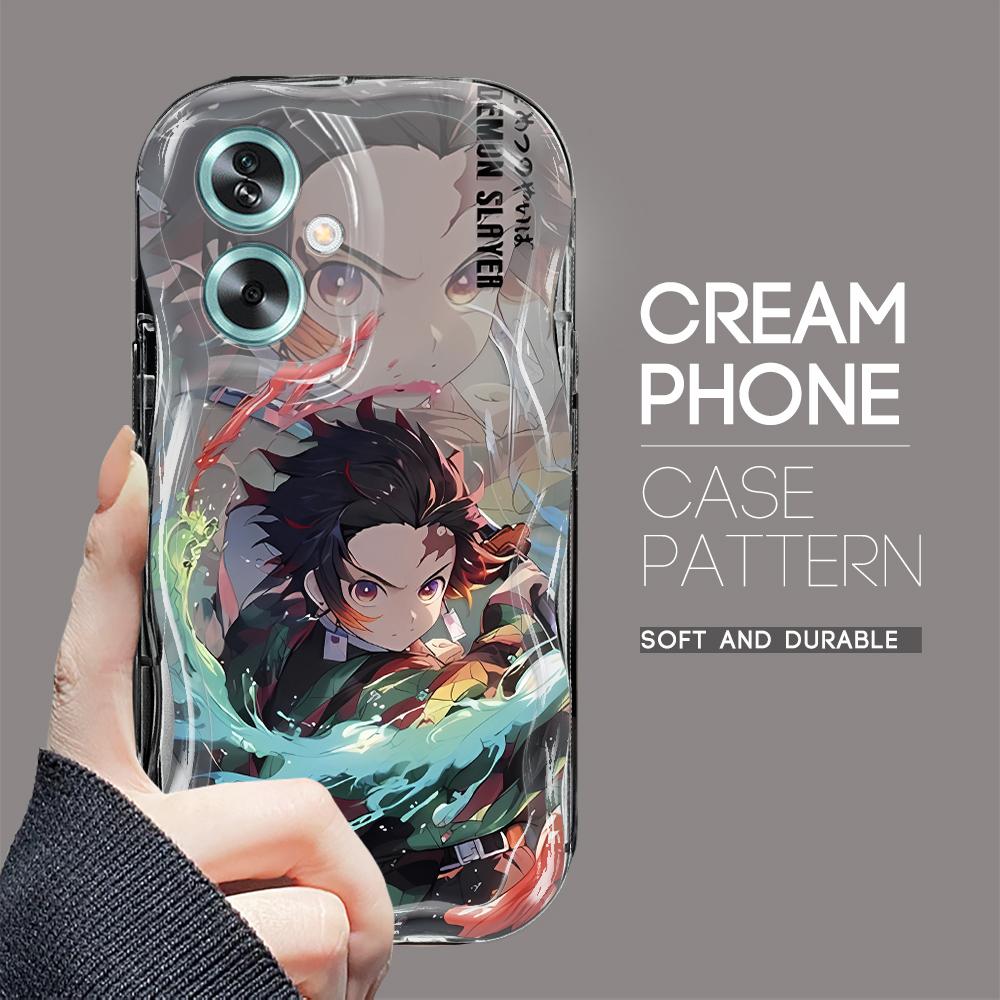 

Милый мультяшный узор, кремовая текстура, мягкий силиконовый чехол с волнистыми краями, чехол для телефона для OPPO Reno Realme Realme 12 Pro+ 5G чёрный