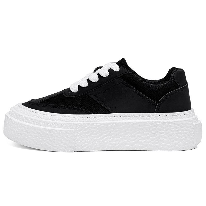 New Summer Thick Sole Skate Shoes, Trendy Elevated Casual Bread Shoes, Breathable Platform White Sneakers