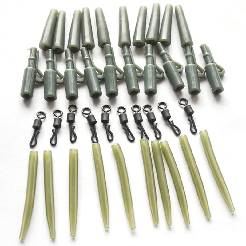 40Pcs Karpfen Angeln Zubehör Blei Clip Quick Change Swivel Schwanz Gummi Hülse