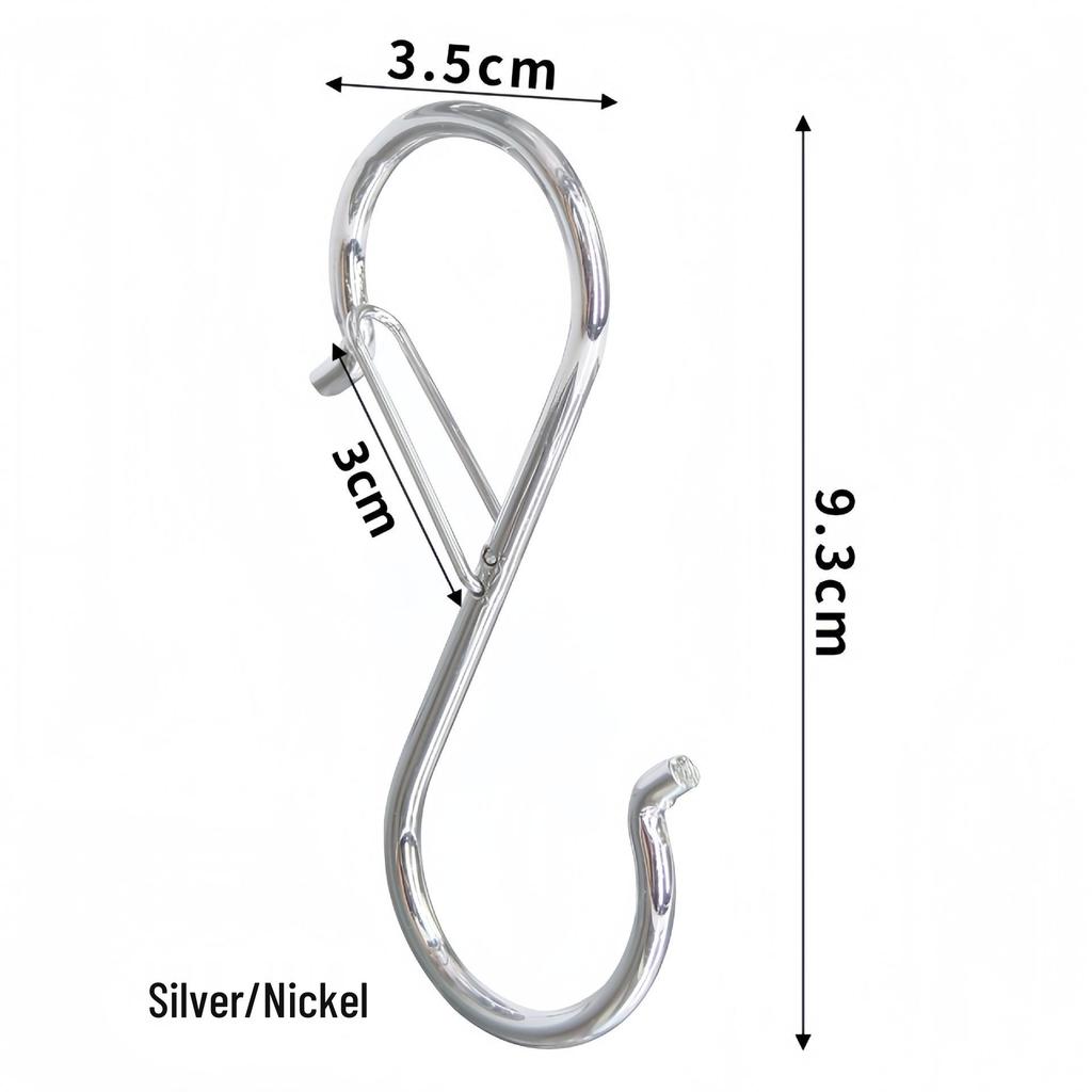 Windproof No-Punch S-Hooks for Bags, Hats & Wardrobes - Anti-Drop, Spring Buckle Storage Solution