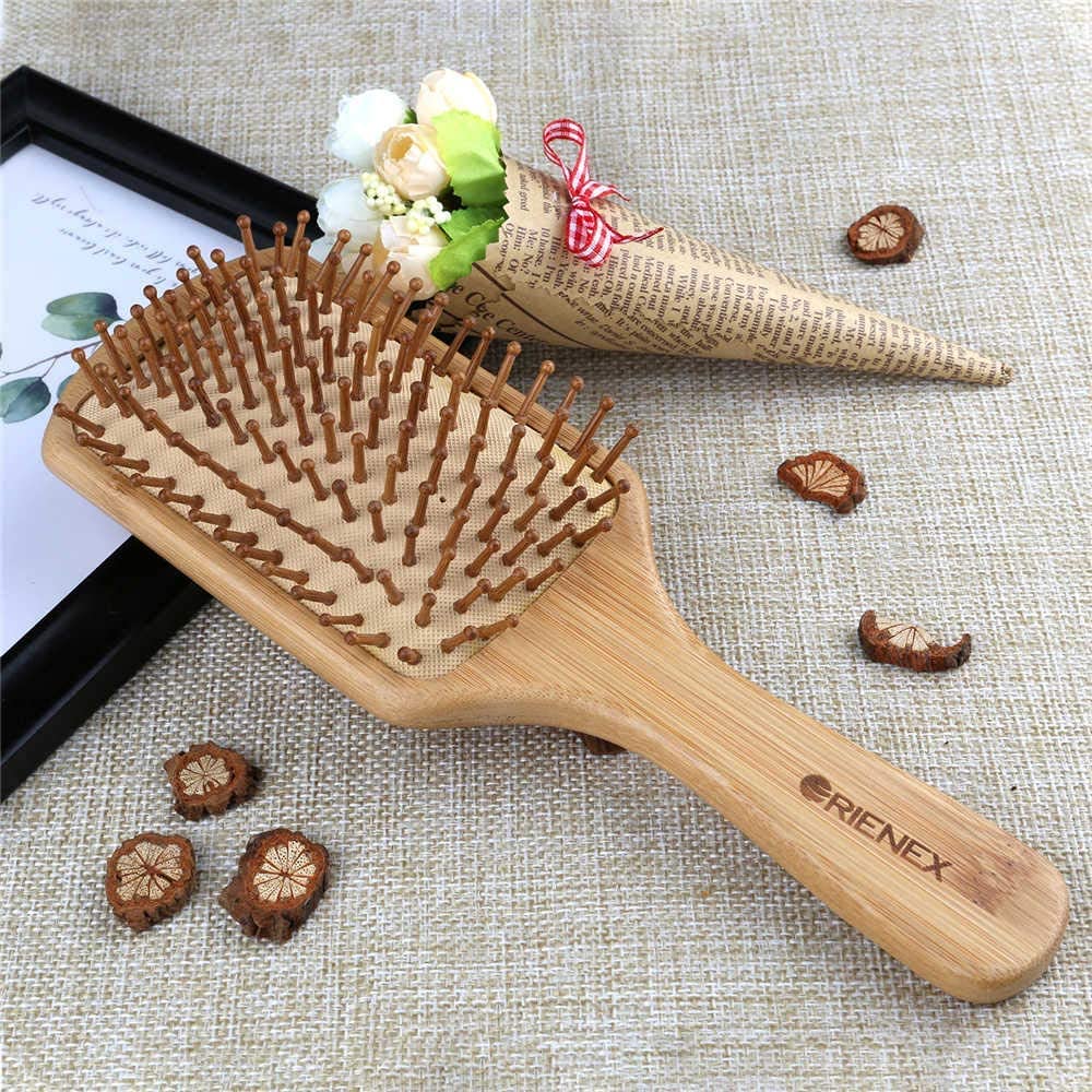 ORIENEX Wooden Hairbrush with Comb for Beautiful Hair Care, Scalp, Shoulder, and Face Massage (Large)