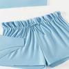 2024 Girls' Solid Color Bandeau Swimsuit Set - 3-Piece Sporty Separates