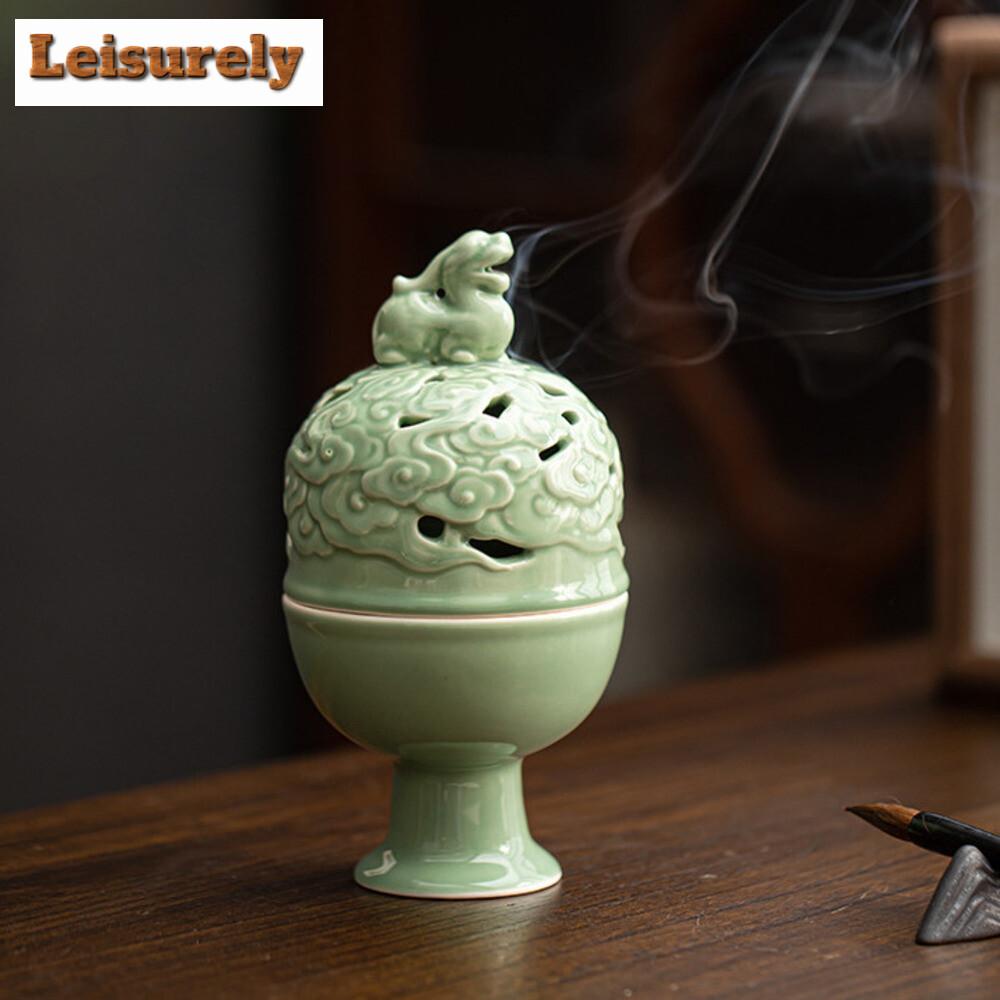 Guanyun High-foot Plate Incense Burner Chinese Zen Ceramic Agarwood Sandalwood Tower Aromatherapy Furnace Desktop Decoration