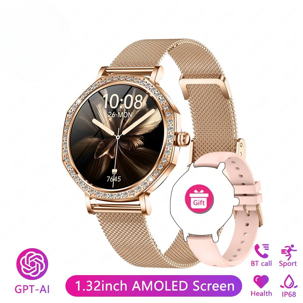 1.27 inch  Screen Fashion Ladies Smart Watch Screen Always Display Bluetooth Call Smartwatch Metal Body Small Screen Watch