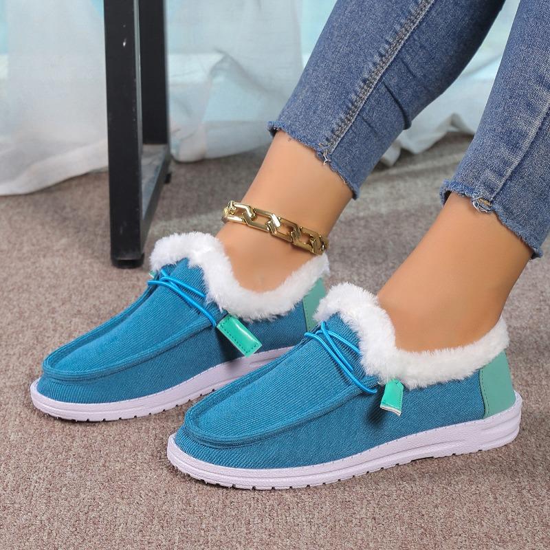 Large size autumn and winter women's casual espadrilles, loafers, one pedal, fluffy neckline single shoes