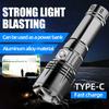 High Power LED Flashlight Type-C Rechargeable Zoom Flashlight Portable Outdoor Rechargeable Mobile Phone Function for Camping and Exploration