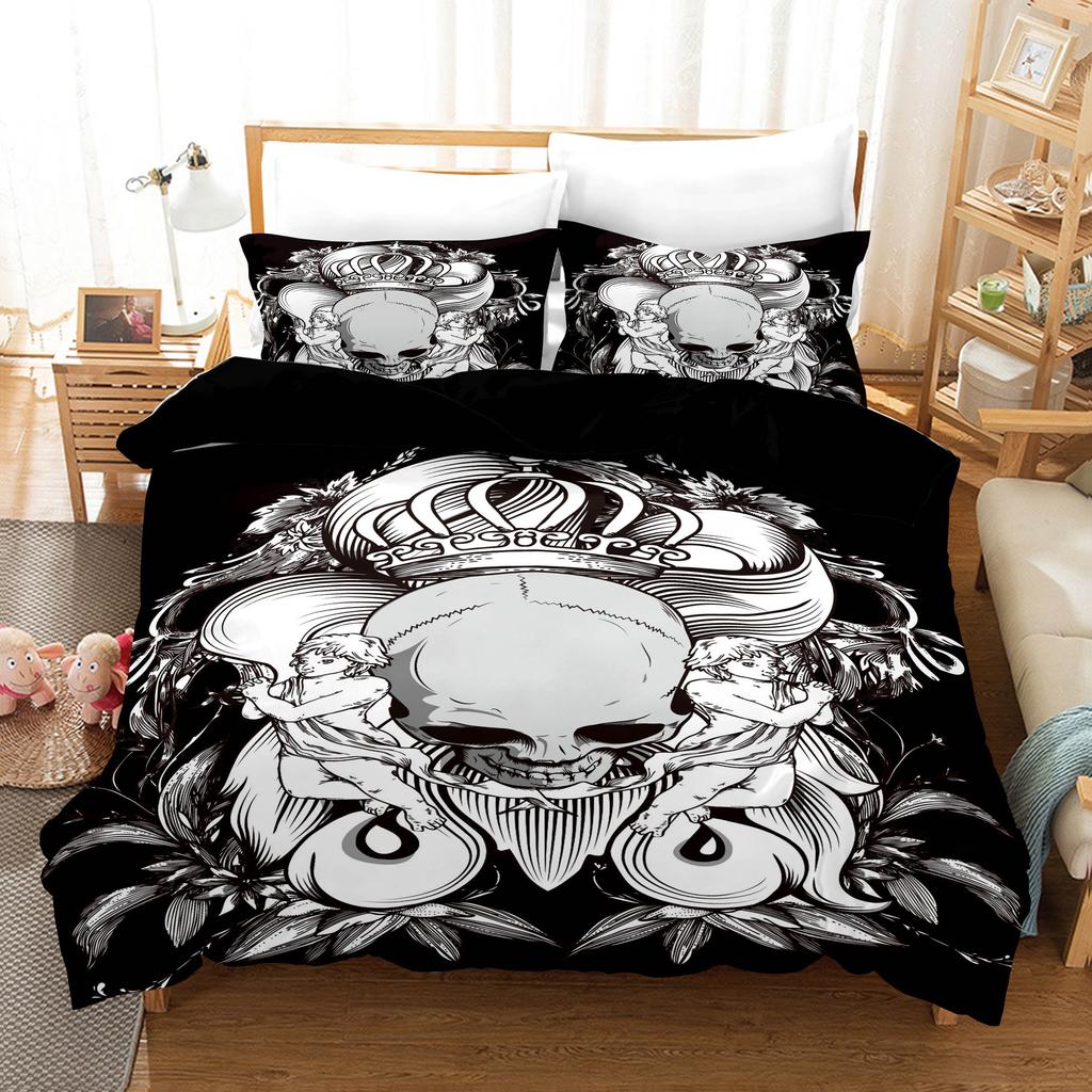 3D Digital Printing Kit Three-Piece Quilt Cover Sheet Skeleton
