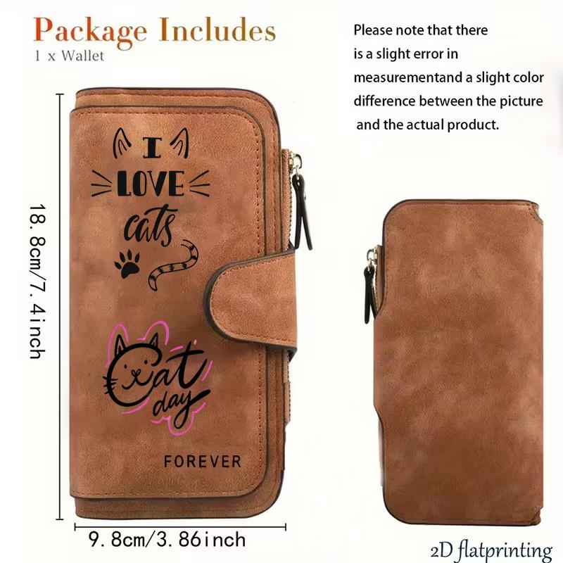 1PC Black Cat Pattern Women's Long Wallet Multi-functional Portable Snap Closure Coin Purse Ideal Gift for Cat Lovers Daily Commute Outdoor Travel